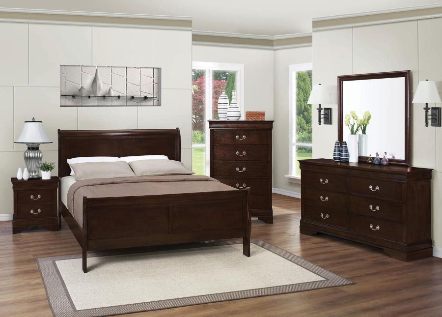 Louis Philippe - Panel Sleigh Bed, Full, Dark Brown
