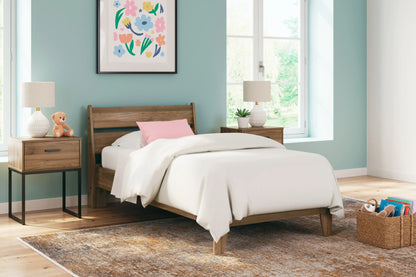 Deanlow - Platform Panel Bed, Twin, Light Brown