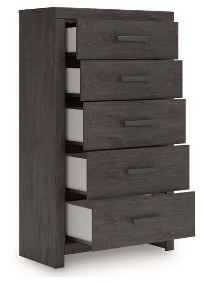 Prendonea - Panel Bedroom Set, Dark Gray