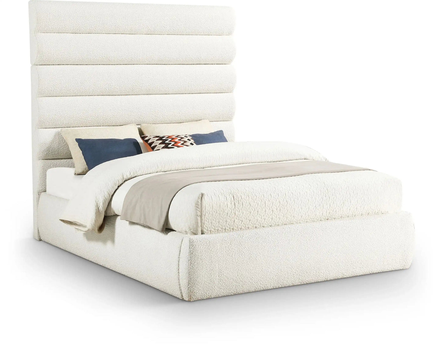 Adam - Boucle Fabric Bed With 70.5 Headboard, Full, Black