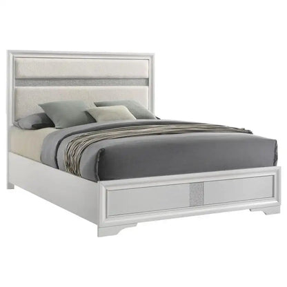 Miranda - Upholstered Panel Bed, Queen, White