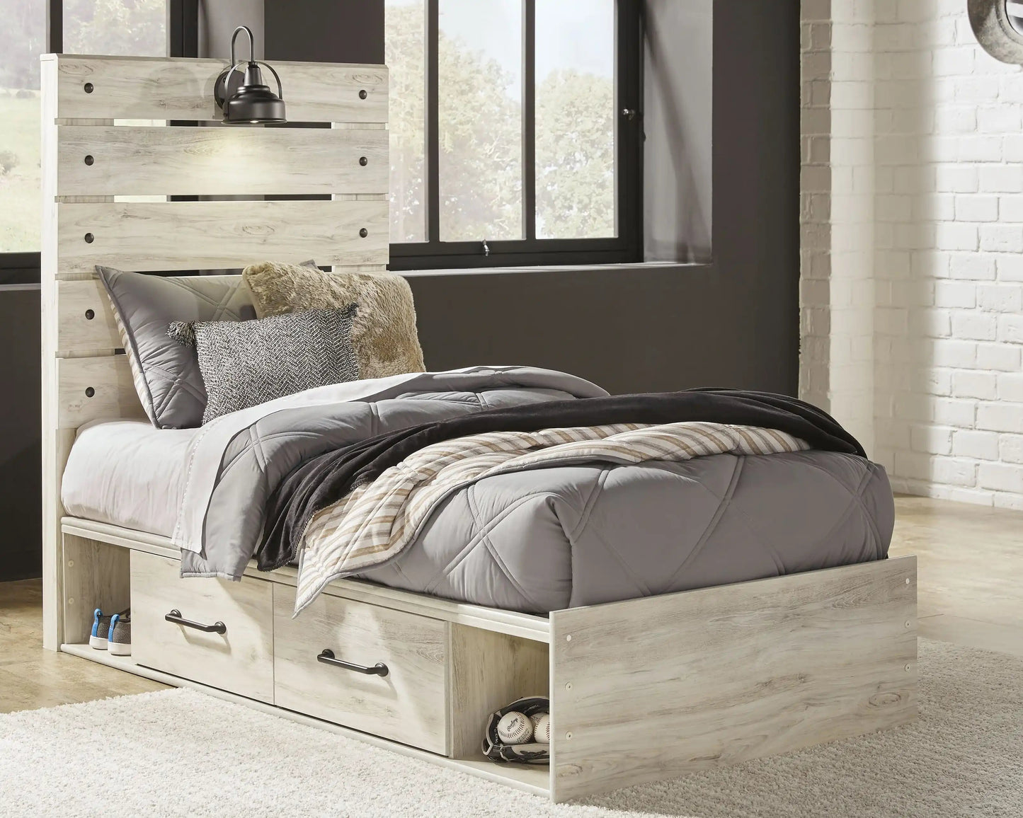 Cambeck - Panel Bed, Twin, Beige