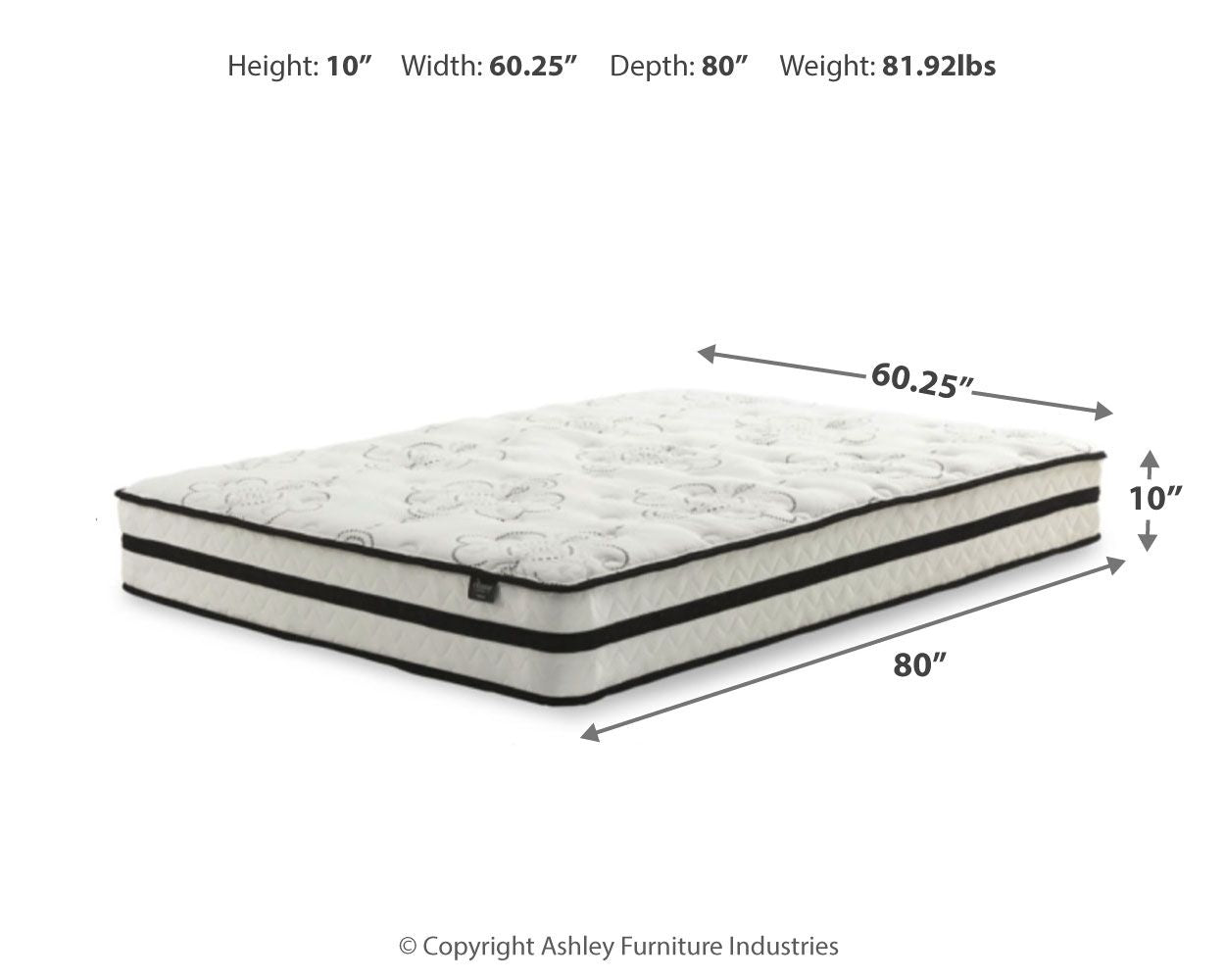 Chime 10 Inch Hybrid - Medium Hybrid Mattress, California King, White