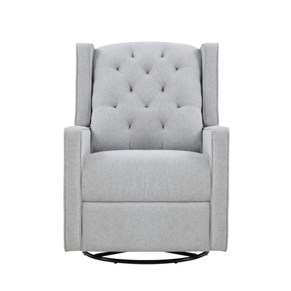 Milah - Gliding Swivel Recliner Tufted, Pearl Silver
