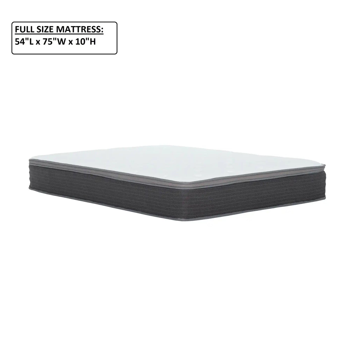 10 Full Size Hybrid Mattress In A Box, Gel Memory Foam Mattress Top With Pocket Coil Base - Gray / White