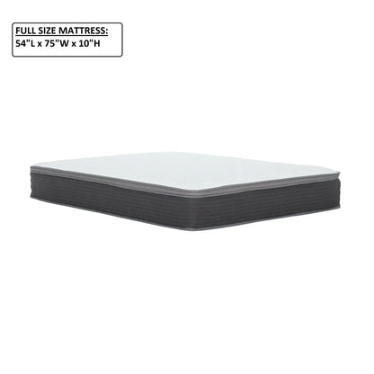 10 Full Size Hybrid Mattress In A Box, Gel Memory Foam Mattress Top With Pocket Coil Base - Gray / White