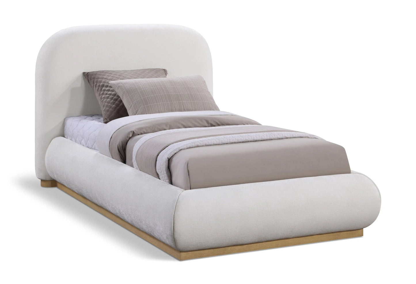 Vaughn - Chenille Bed With Natural Base, Full, White