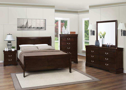 Louis Philippe - Panel Sleigh Bed, Full, Dark Brown