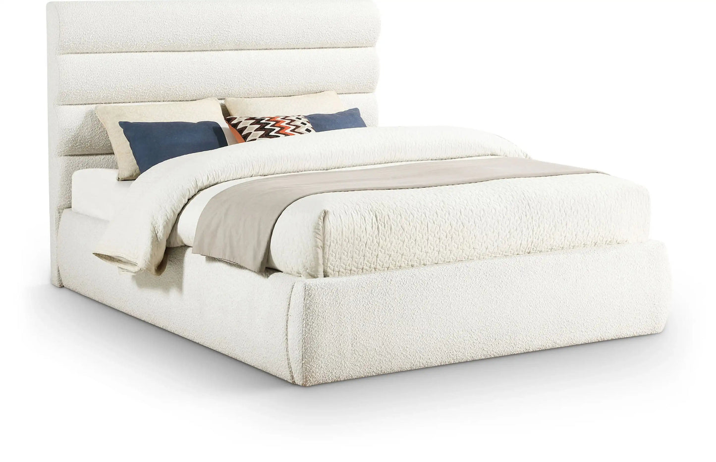 Adam - Boucle Fabric Bed With 52 Headboard
