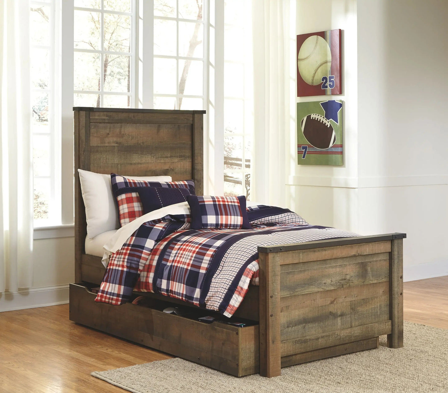 Trinell - Panel Bed, Twin, Dark Brown