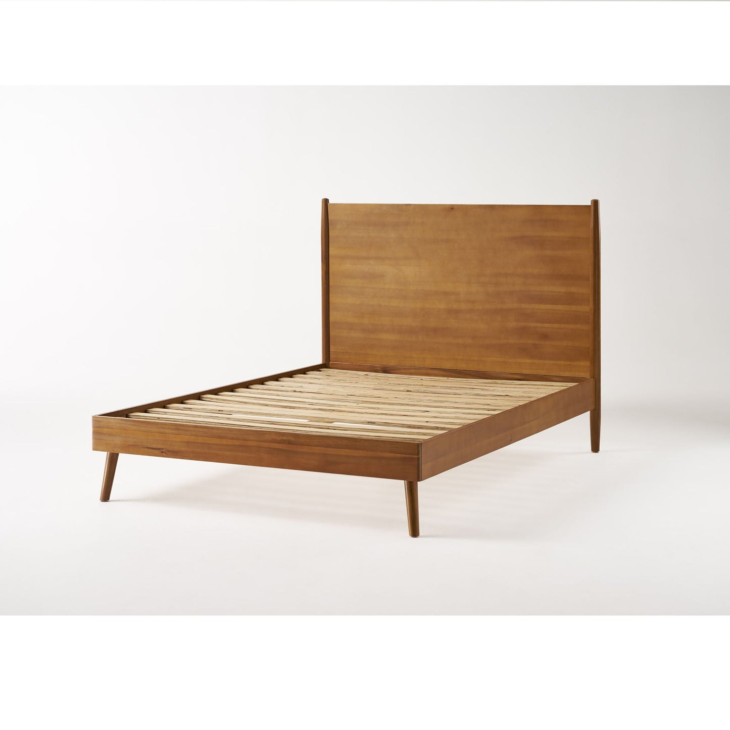 Okioki - Mid-Century Wood Bed, King, Light Brown