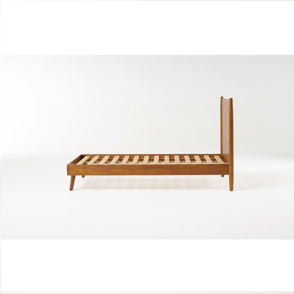 Okioki - Mid-Century Natural Stained Solid Acacia Wood Bed