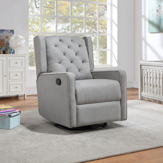 Milah - Gliding Swivel Recliner Tufted, Pearl Silver