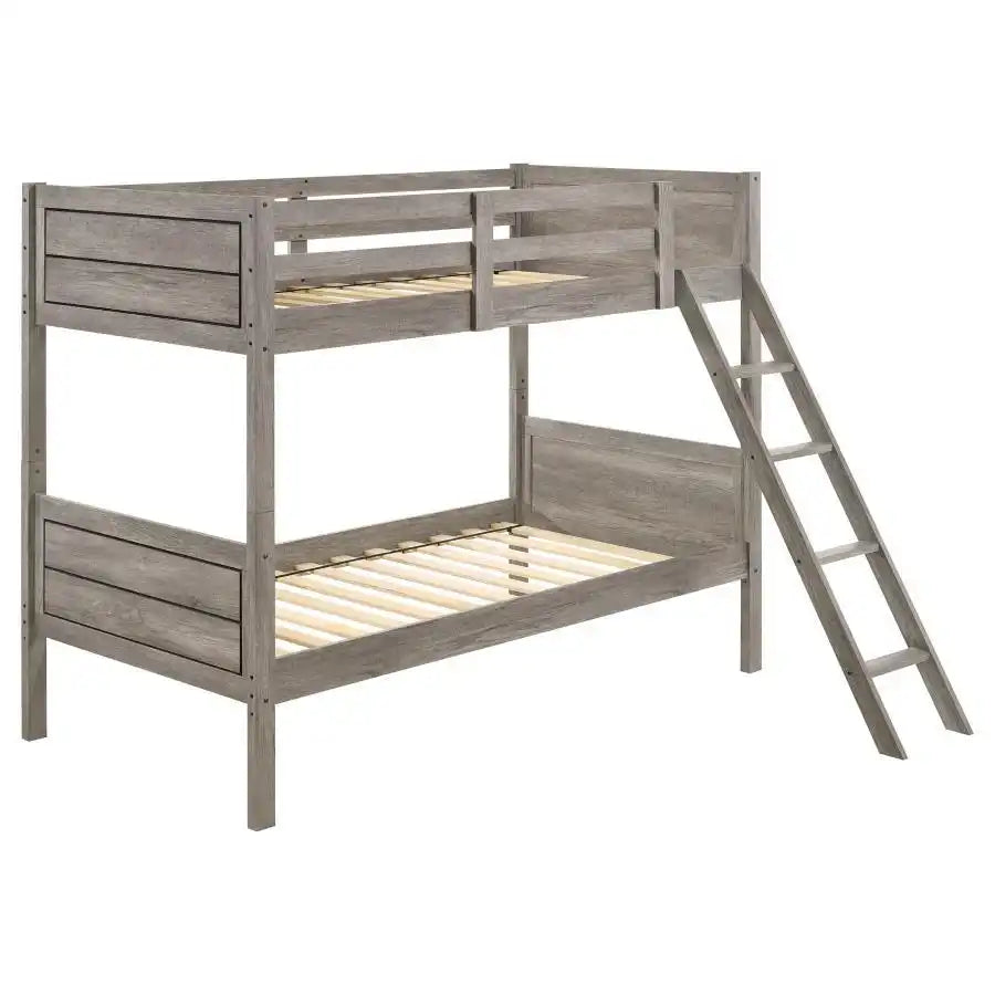 Ryder - Wood Bunk Bed, Twin over Twin, Dark Gray