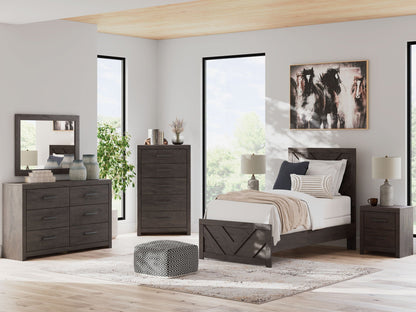 Prendonea - Panel Bed, King, Dark Gray