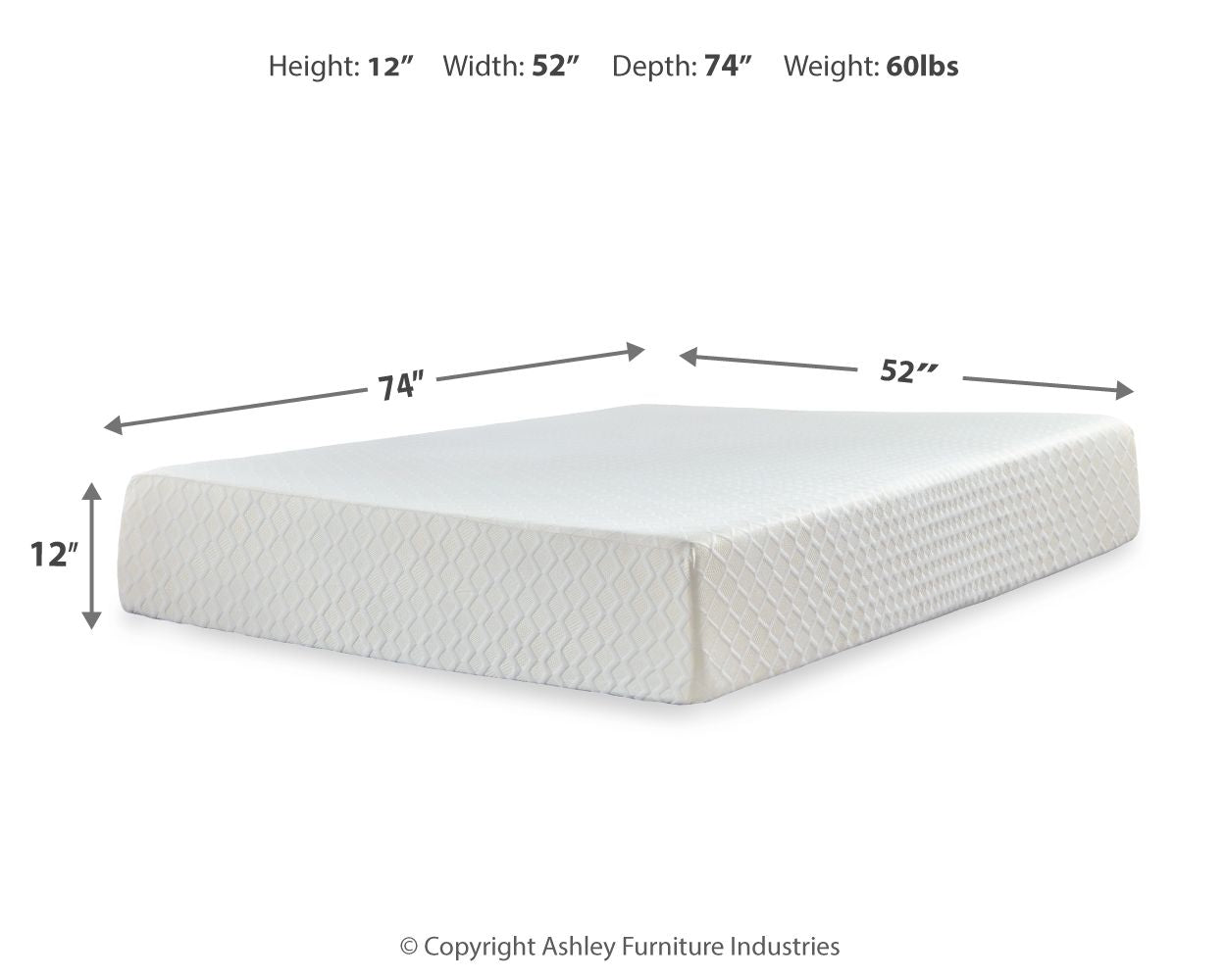 Chime 12 Inch Memory Foam - Memory Foam Mattress, Full, White
