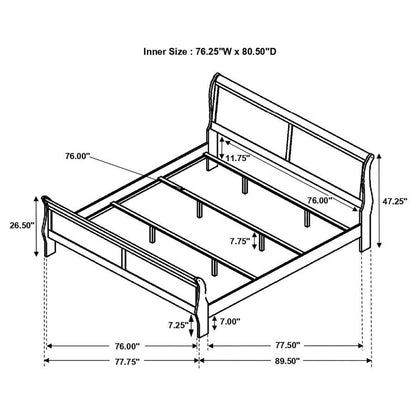 Louis Philippe - Panel Sleigh Bed, Full, Dark Brown