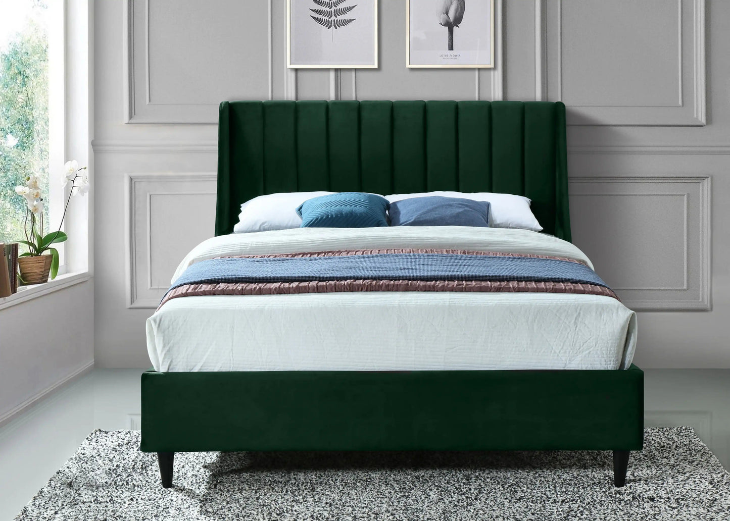 Eva - Velvet Bed, Twin, Green
