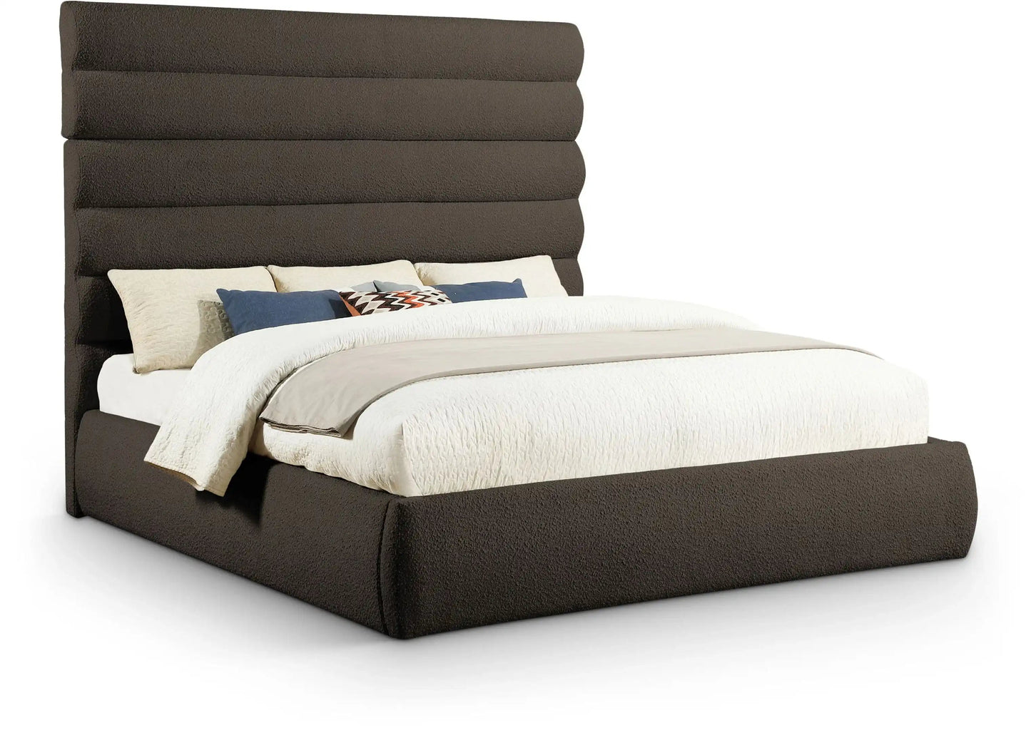 Adam - Boucle Fabric Bed With 70.5 Headboard
