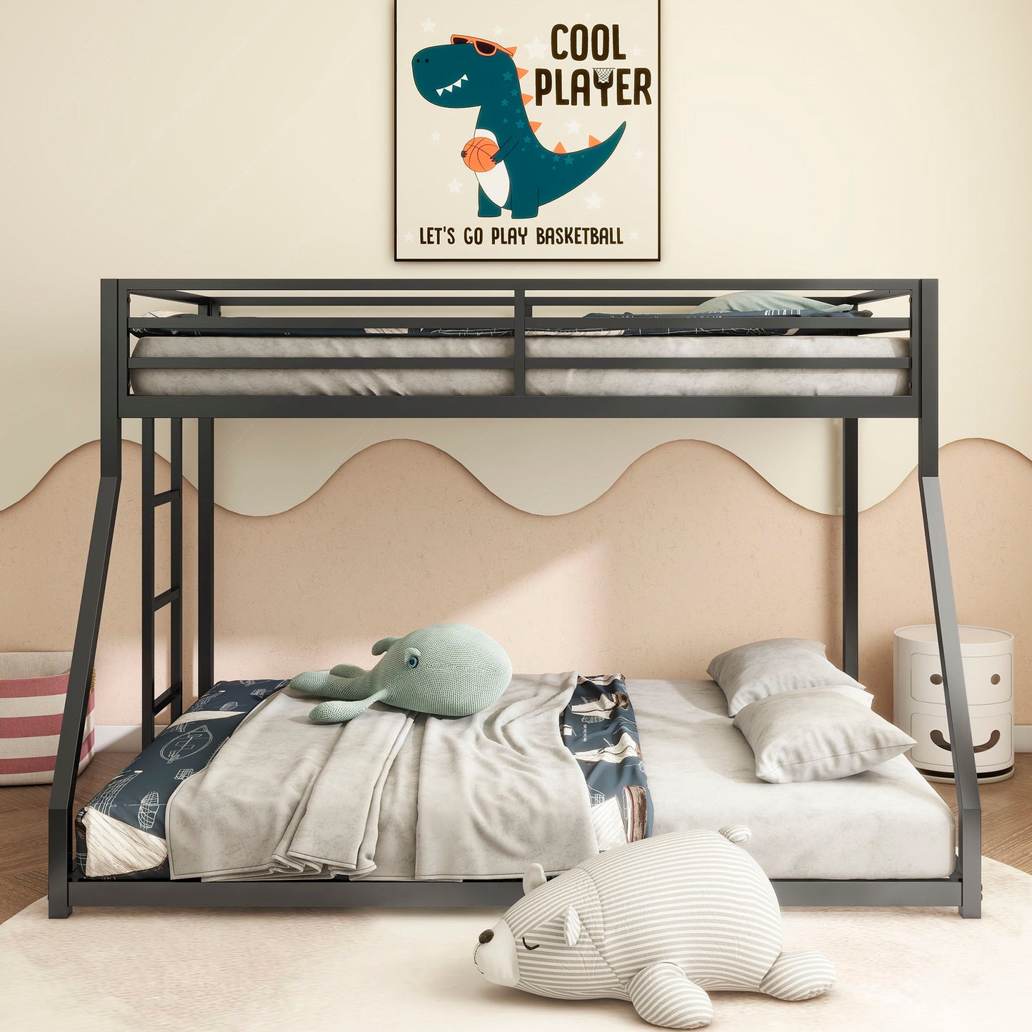 Adam - Bunk Bed, Twin over Full, Black