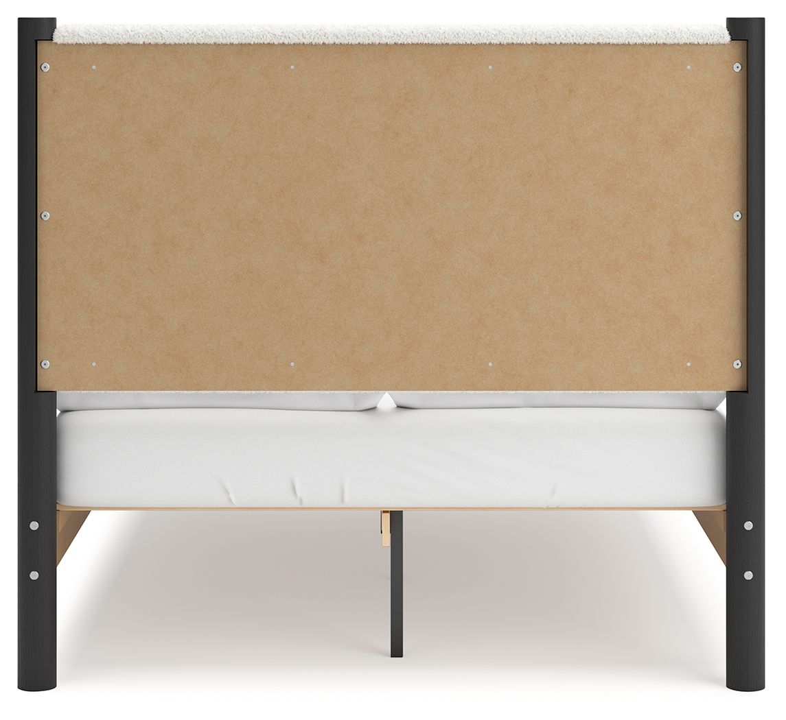 Cadmori - Upholstered Panel Bed, Queen, Beige