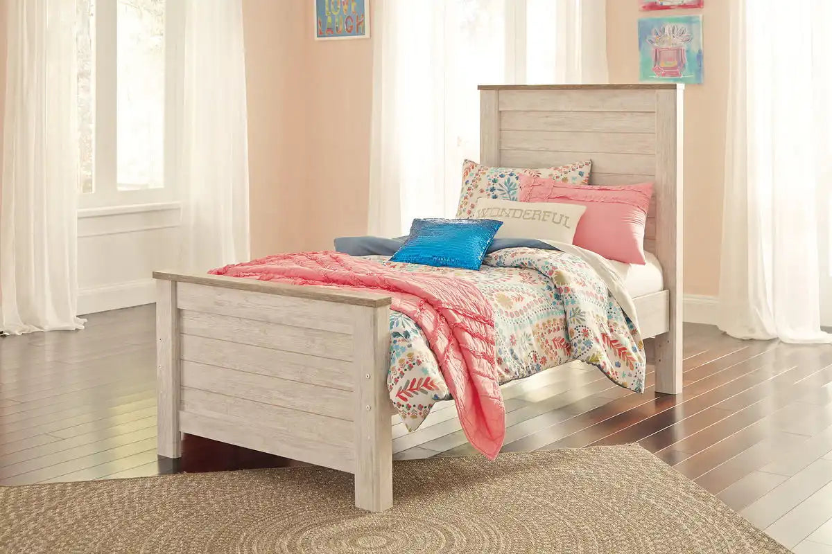 Willowton - Panel Bed, Twin, Beige