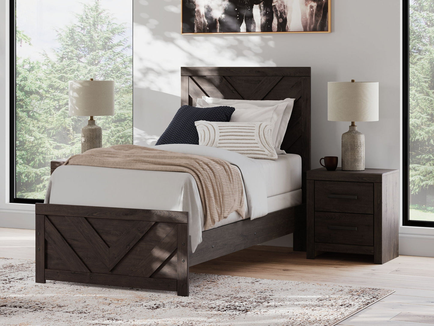 Prendonea - Panel Bedroom Set, Dark Gray