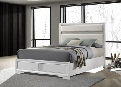 Miranda - Upholstered Panel Bed, Queen, White