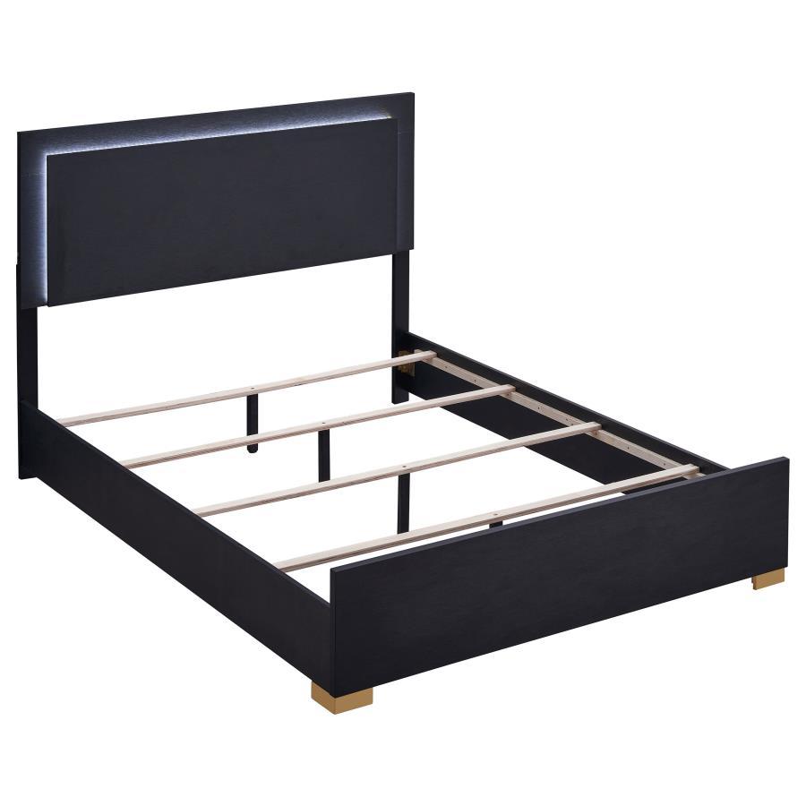 Marceline - Wood LED Panel Bed, Twin, Black