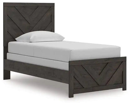 Prendonea - Panel Bed, King, Dark Gray