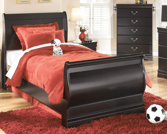 Huey Vineyard - Sleigh Bed, Twin, Black