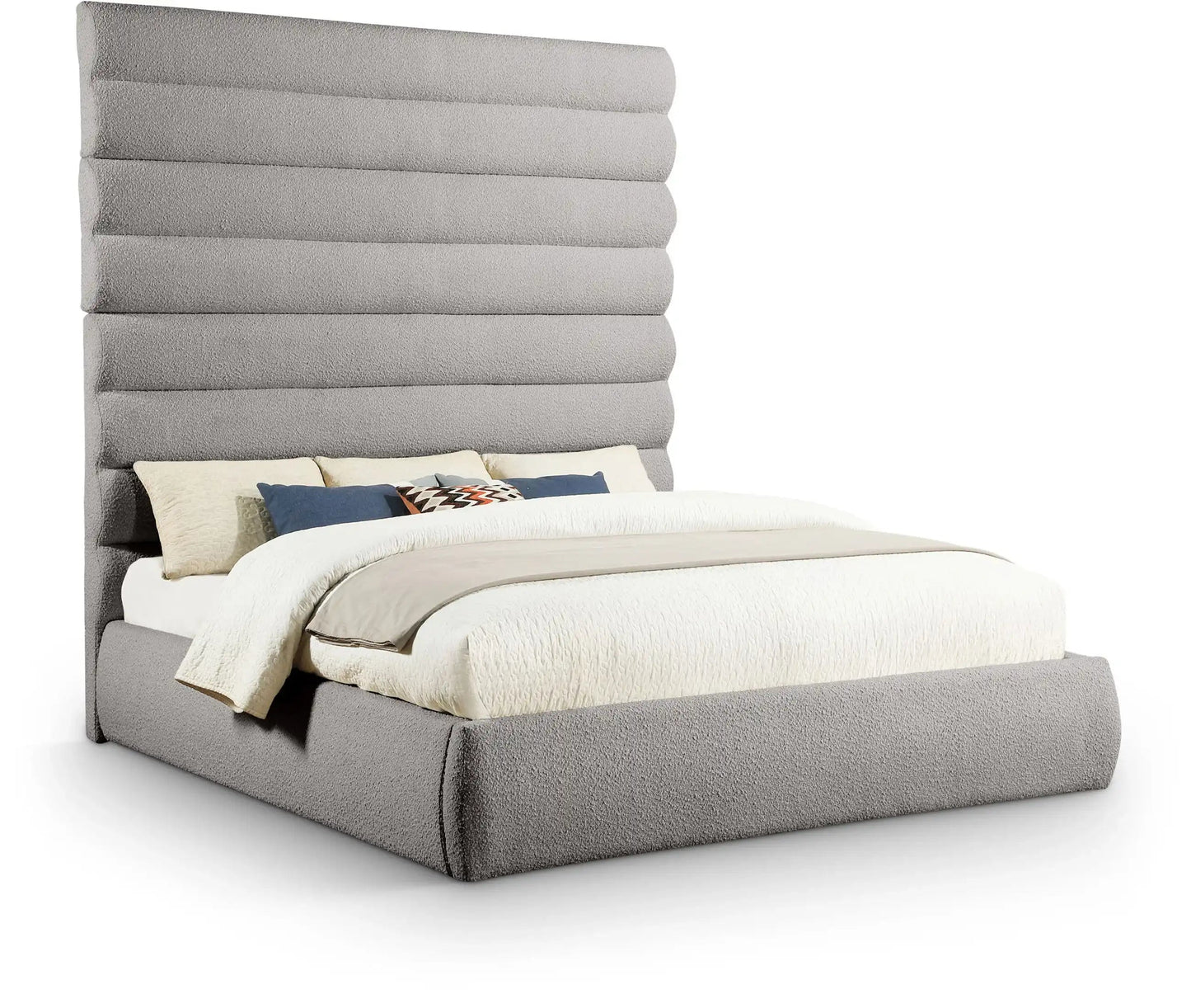 Adam - Boucle Fabric Bed With 89 Headboard