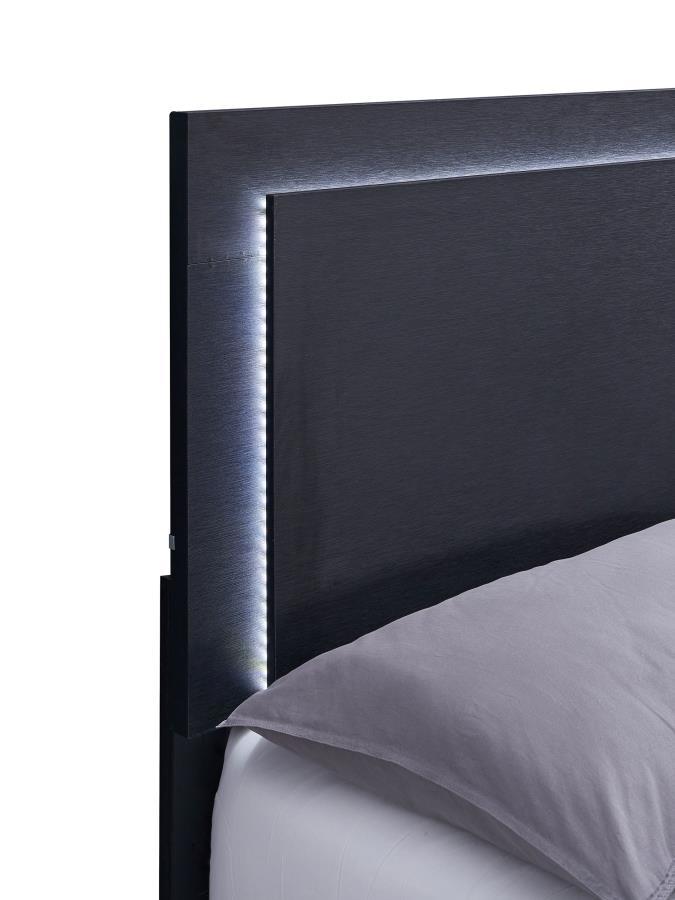 Marceline - Wood LED Panel Bed, Twin, Black