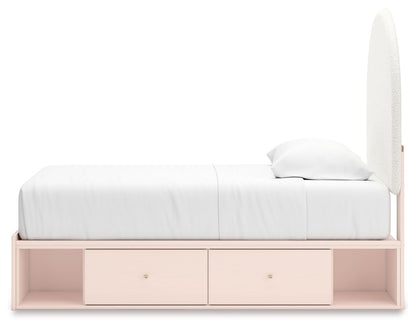 Wistenpine - Upholstered Panel Bed With Storage, Twin, Pink