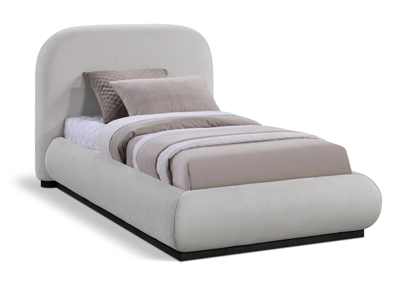Vaughn - Chenille Bed With Black Base, Full, Beige