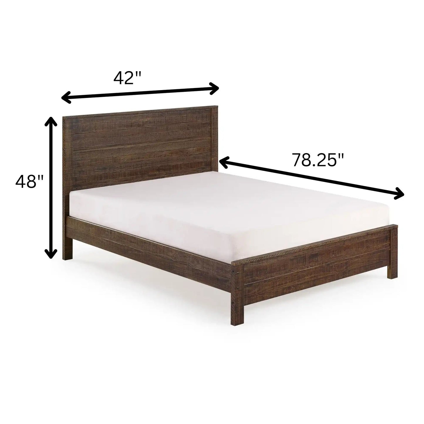 Albany - Bed Frame With Headboard, Heavy Duty Rustic Design, Twin, Dark Brown