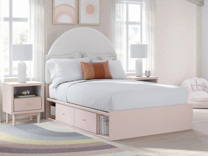 Wistenpine - Upholstered Panel Bed With Storage, Twin, Pink