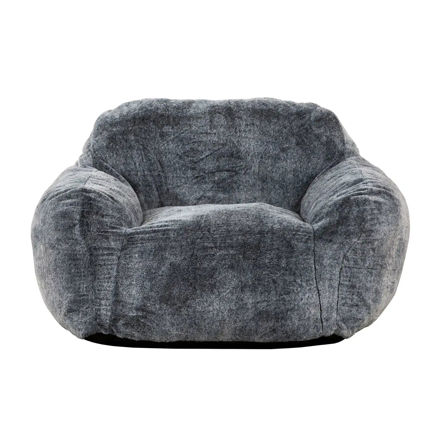 Living Room Bean Bag Sofa Chair With Memory Foam Fillings, Soft Upholstered Bean Bag Armchair - Black / Gray