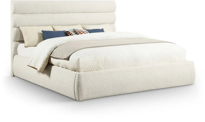 Adam - Boucle Fabric Bed With 52 Headboard, Full, Black