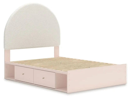 Wistenpine - Upholstered Panel Bed With Storage, Twin, Pink