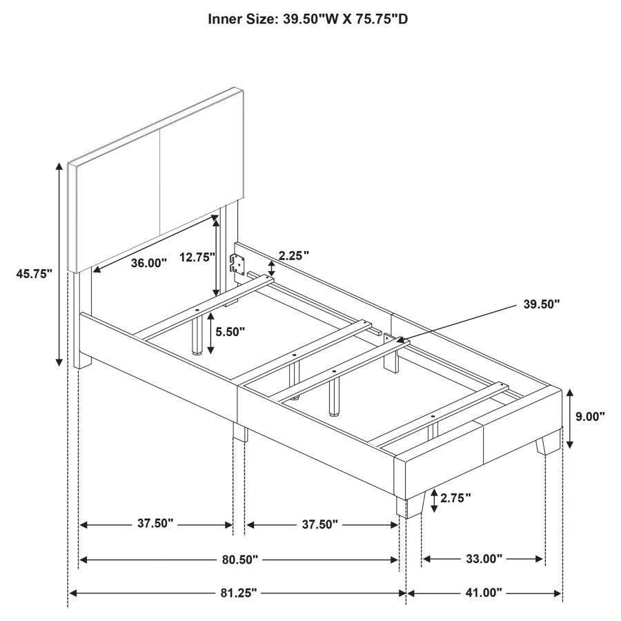 Dorian - Upholstered Panel Bed, Full, Black
