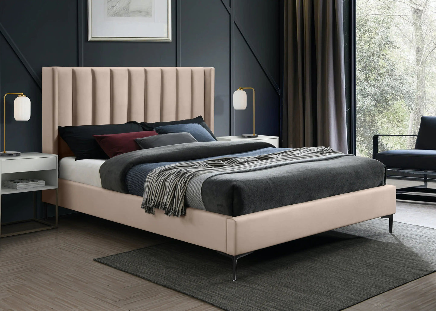 Nadia - Bed, Full, Beige