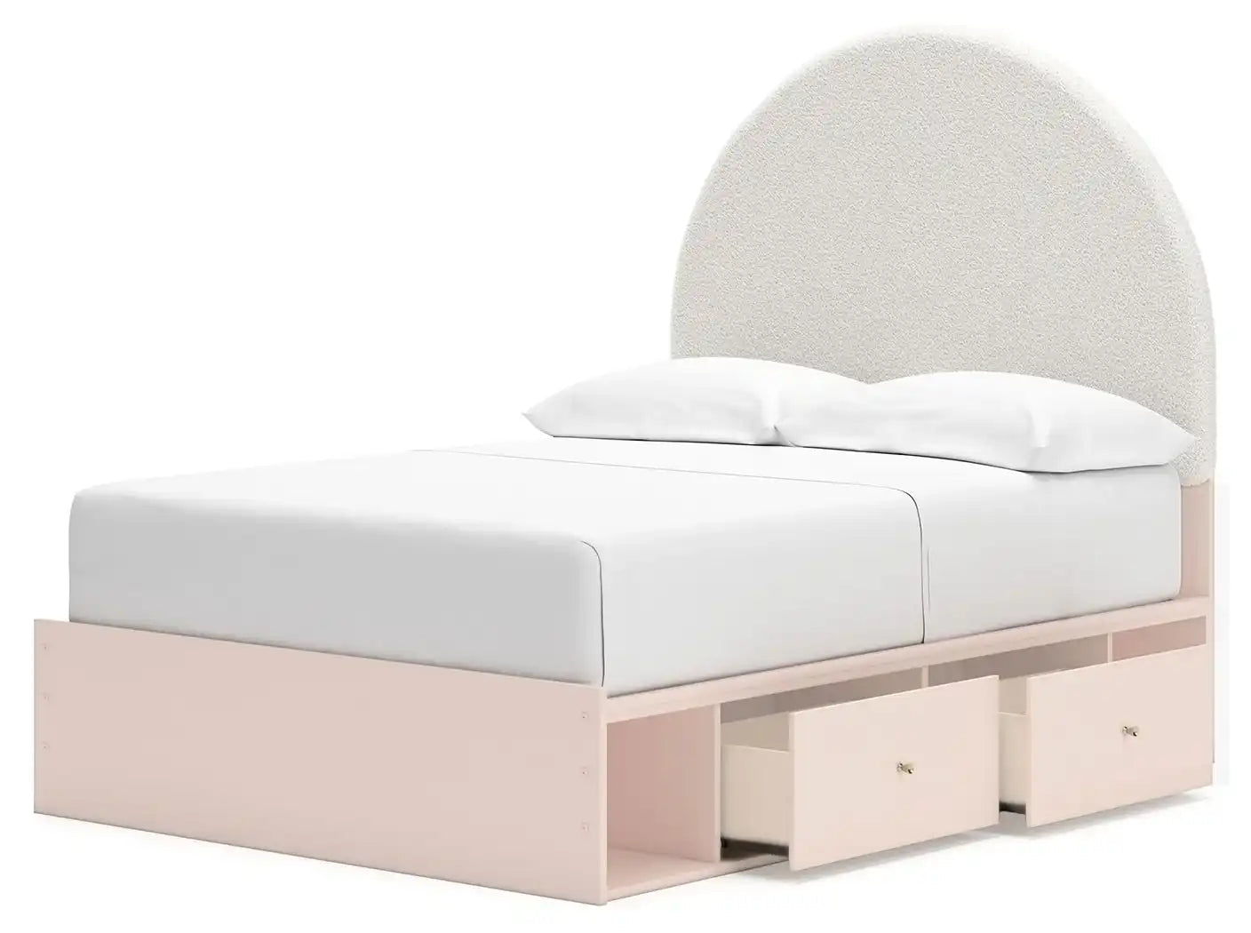 Wistenpine - Upholstered Panel Bed With Storage, Twin, Pink