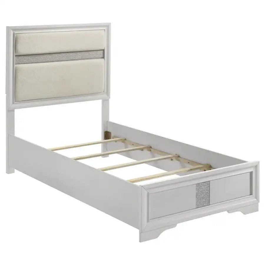 Miranda - Upholstered Panel Bed, Queen, White