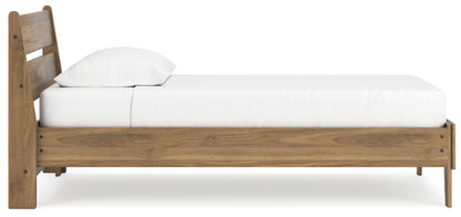 Deanlow - Platform Panel Bed, Twin, Light Brown