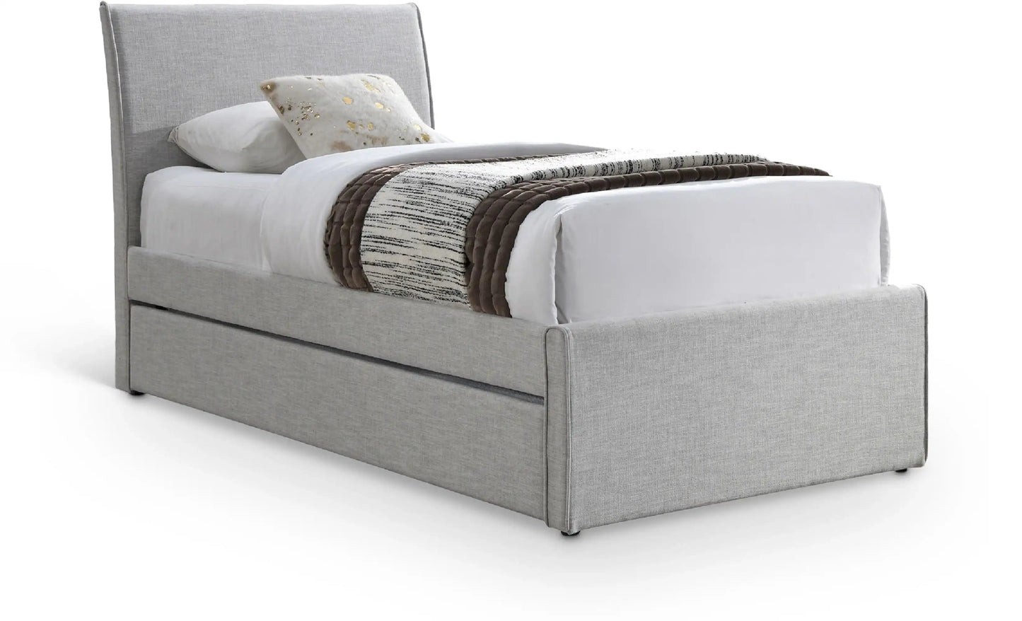 Myles - Linen Twin Trundle Bed, White