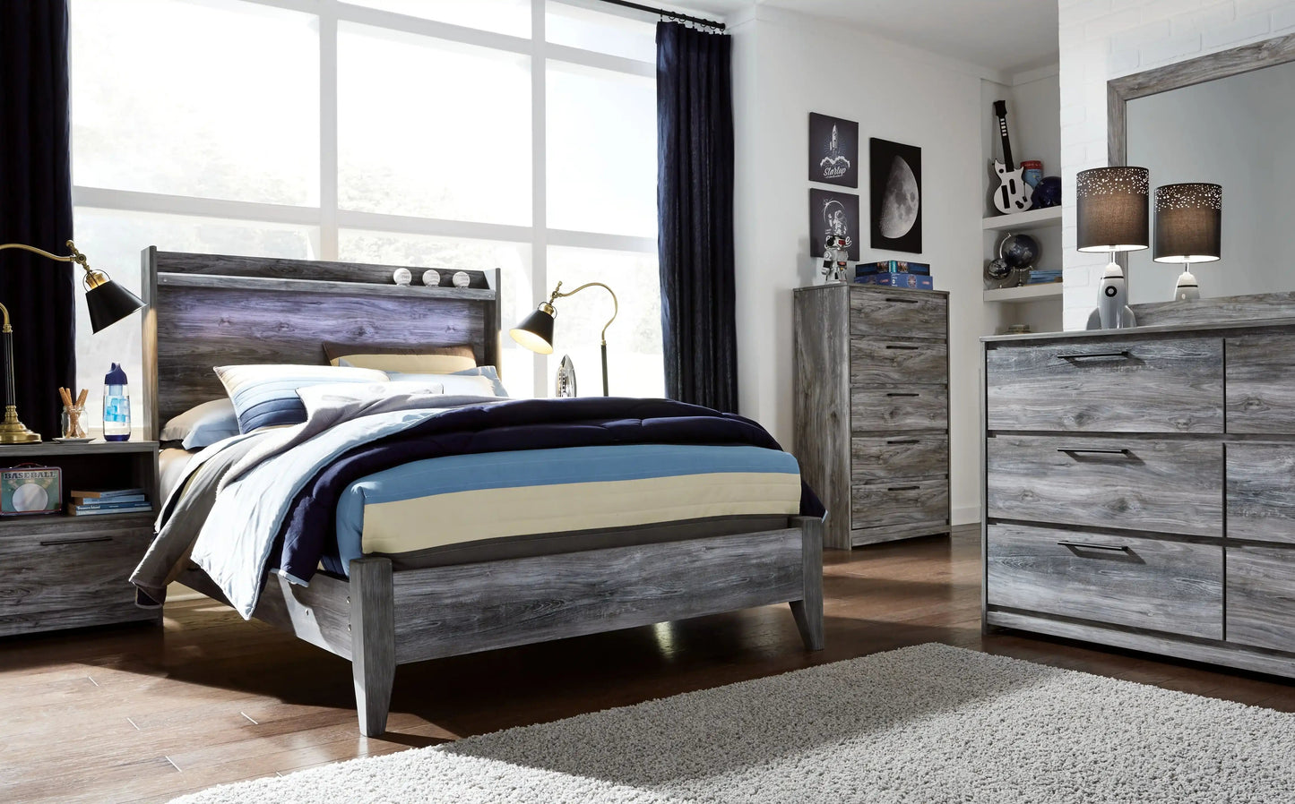 Baystorm - Panel Bed, Twin, Gray