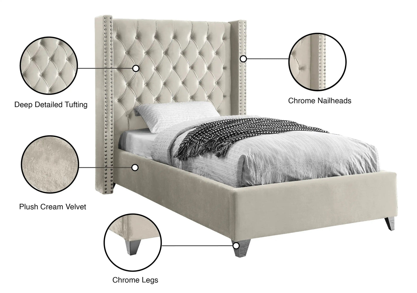 Aiden - Bed, King, Beige