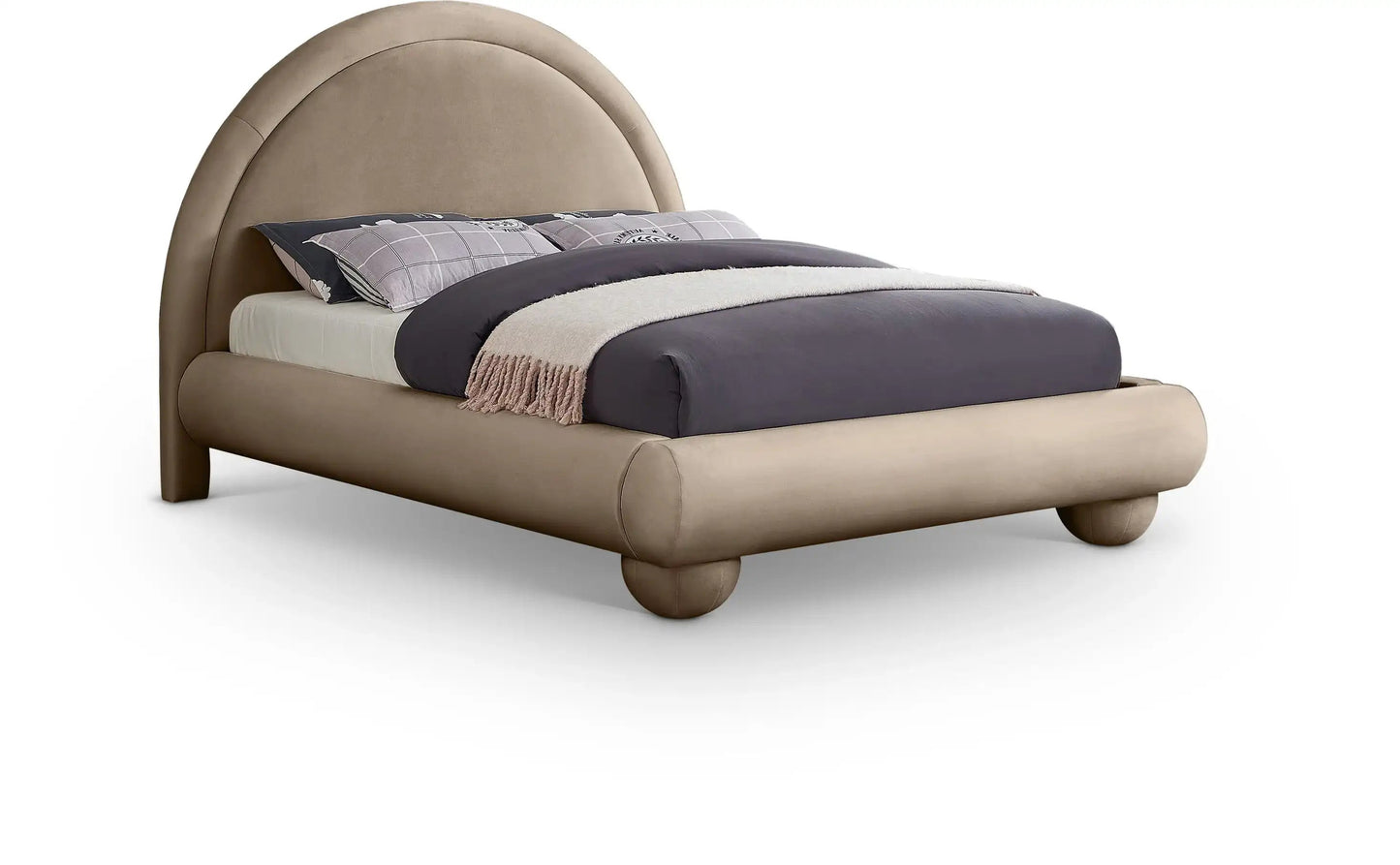 Madrid - Velvet Upholstered Bed, Full, Dark Brown