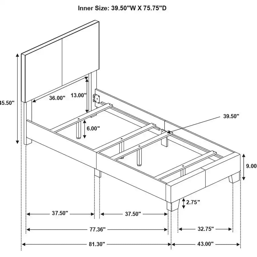 Dorian - Upholstered Panel Bed, Full, Black